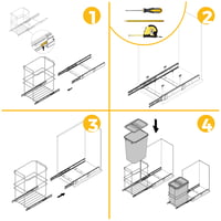 Coș de gunoi selectiv pentru bucătărie Emuca 35 L, cu fixare la bază, extracție manuală, plastic gri antracit 6
