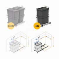 Coș de gunoi selectiv pentru bucătărie Emuca 35 L, cu fixare la bază, extracție manuală, plastic gri antracit 8