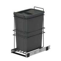 Coș de gunoi selectiv pentru bucătărie Emuca 35 L, cu fixare la bază, extracție manuală, plastic gri antracit 1