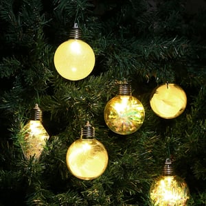 Globuri LED de Crăciun Encham, Set de 12 bucăți - Ornamente luminoase, transparente, din plastic pentru brad, mix colorat, decorațiuni de Crăciun