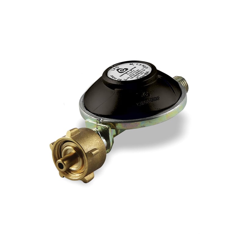 Regulator de presiune gaz Enders® G 1/4" LH 50 mbar 1,5 kg/h cu protecție la ruperea furtunului EFV pentru grătar pe gaz și arzător de camping, argintiu #1102