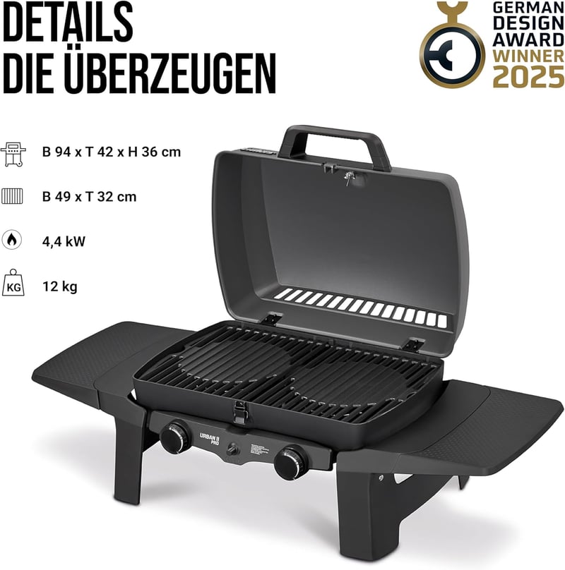 Enders Urban II Pro gázgrill, asztali grillsütő, 2 égővel, rozsdamentes acél