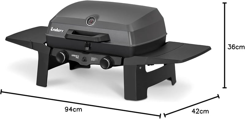 Enders Urban II Pro gázgrill, asztali grillsütő, 2 égővel, rozsdamentes acél