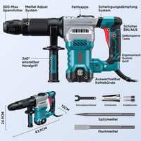 ENEACRO SDS-Max Beton Vésőkalapács 1300W 20J Vibráció Kontroll Szerszámtáskával 2