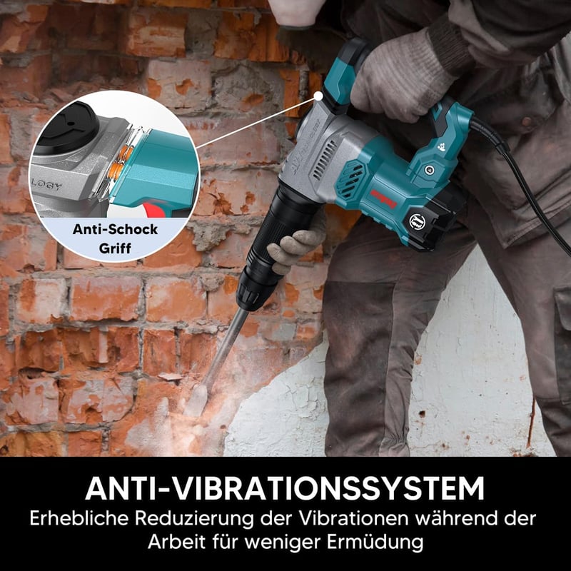 ENEACRO SDS-Max Beton Vésőkalapács 1300W 20J Vibráció Kontroll Szerszámtáskával
