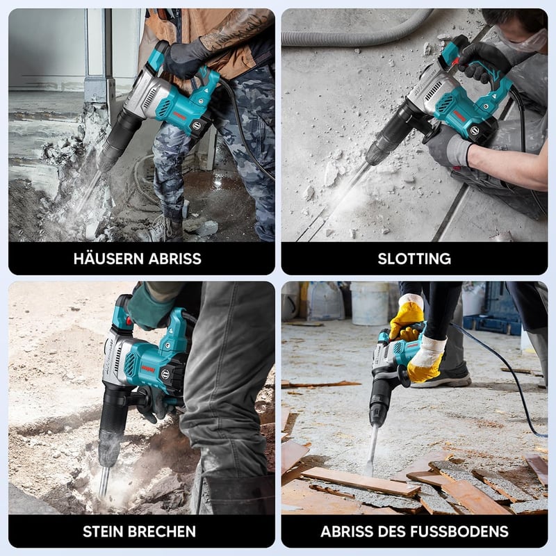 ENEACRO SDS-Max Beton Vésőkalapács 1300W 20J Vibráció Kontroll Szerszámtáskával