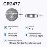 Lítiová gombíková batéria Enegitech CR2477 3V pre hodinky a inteligentné zariadenia, 6 kusov v balení 3