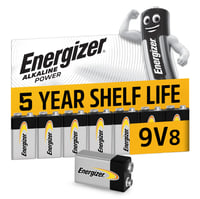 Alkalické batérie Energizer Alkaline Power 9V, balenie pre detektory dymu a elektroniku, 100% recyklovateľný obal — sada 7 ks 3