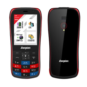 Mobilný telefón Energizer E284S 4G Dual SIM, neblokovaný, s fyzickou klávesnicou, 2000 mAh, 2,8" displej, čierno-červený – používaný