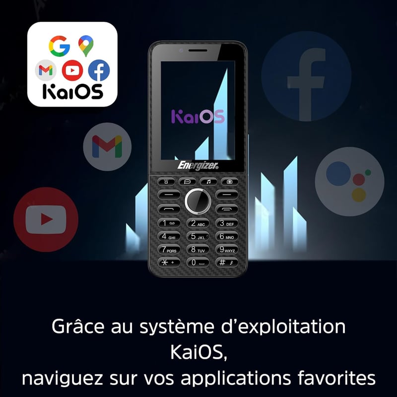 Energizer E288S 4G Mobiltelefon KaiOS 2,8" Dual SIM GPS WiFi Fekete