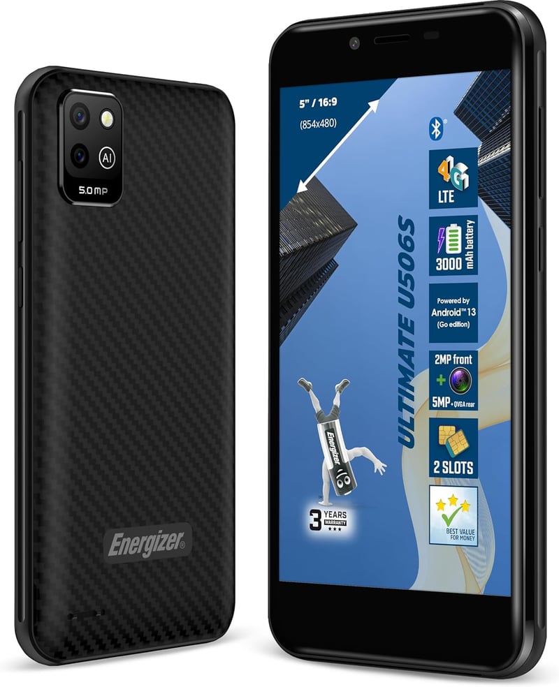 Energizer U506S Okostelefon 5" Kijelző 2GB RAM 32GB Tár Android 13 Fekete