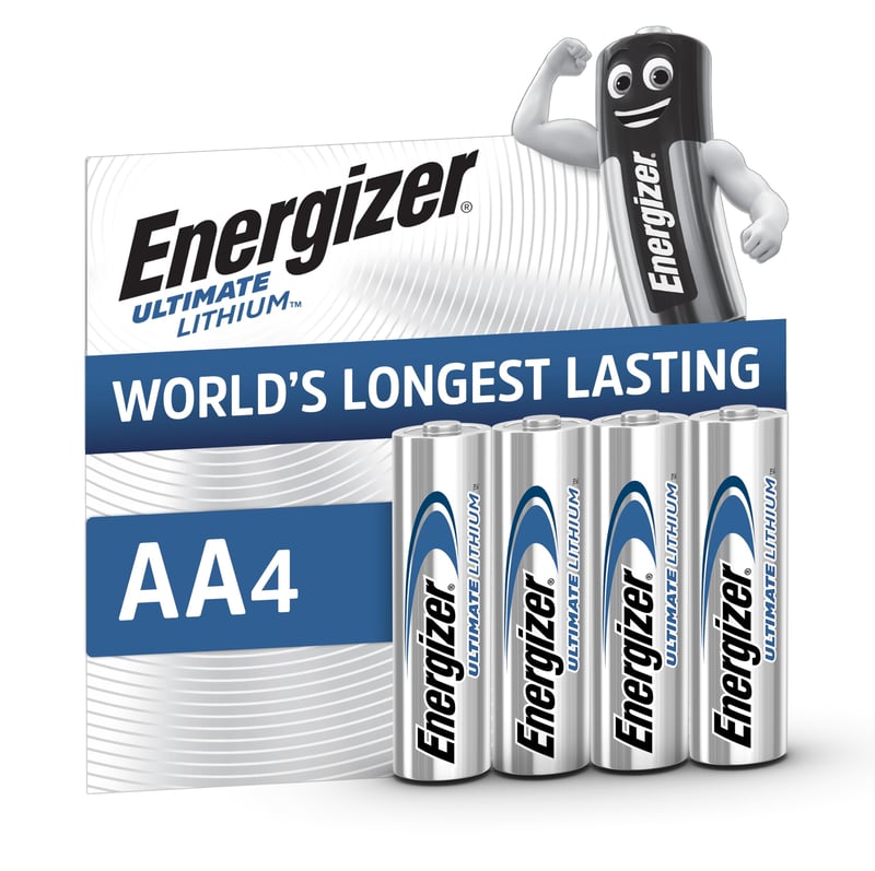 Batérie Energizer Ultimate Lithium AA (LR6) – 4 ks – Batérie typu AA s najdlhšou výdržou na svete – 25-ročná skladovateľnosť – Odolné voči vytečeniu