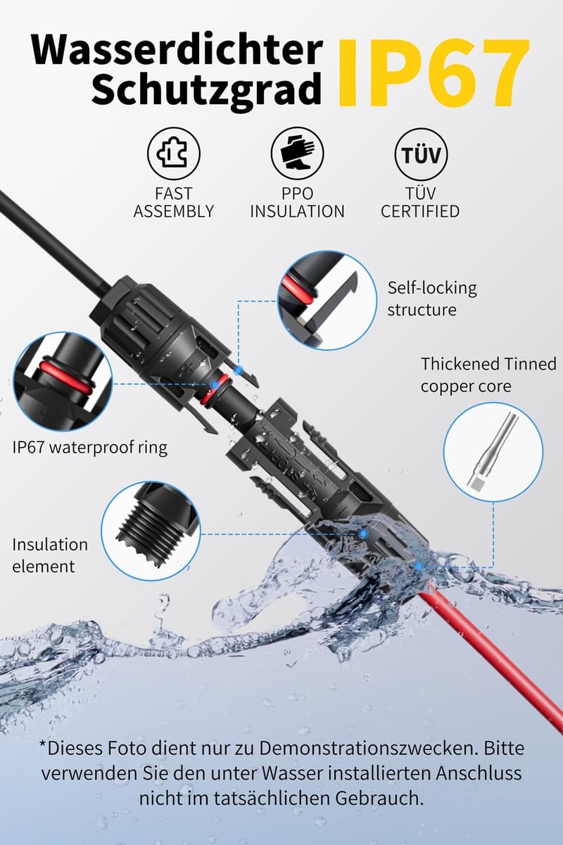 enernova Napelem Kábel 6mm² 10m IP67 Vízálló Multi-Contact Csatlakozó