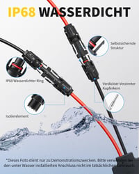 enernova Napelem Y Elosztó 4-6mm² IP68 Vízálló Napelemes Kábel 30A 1500V 3