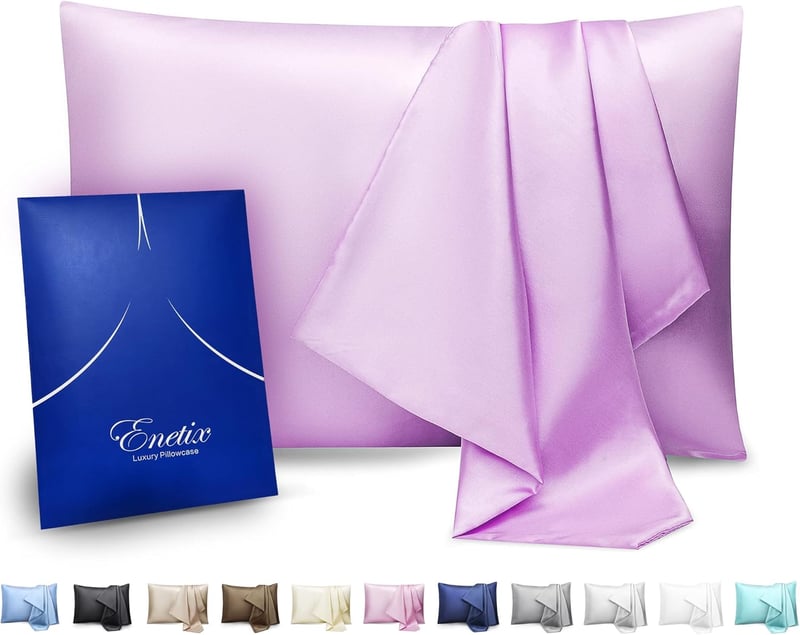 ENETIX Selyem Szatén Párnahuzat 2 db Fehér 50x75cm Hajápolás Bőrápolás