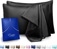 ENETIX Selyem Szatén Párnahuzat 2db Hajápolás Bőrprobléma Elleni 50×75cm Fekete Rejtett Cipzárral - 50×70 cm, Black 1