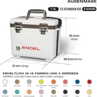 ENGEL Hűtődoboz 7,1L - Szivárgásmentes, Légmentes Hordozható Hűtőláda Kempingezéshez, Horgászathoz - Kisméretű Kemény Borítású Hűtőbox 2