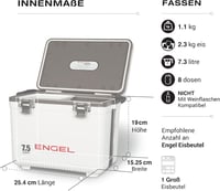 ENGEL Hűtődoboz 7,1L - Szivárgásmentes, Légmentes Hordozható Hűtőláda Kempingezéshez, Horgászathoz - Kisméretű Kemény Borítású Hűtőbox 3