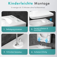 Capac WC Engelbach cu închidere lentă, formă pătrată, material antibacterian Urea-Duroplast, funcție de eliberare rapidă Quick-Release, montare simplă 6
