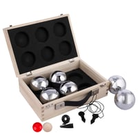Set de bile de petanque Engelhart, 6 bucăți, oțel cromat, 74 mm, 720 g, în cutie de depozitare din lemn 4
