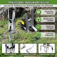Enhon 5 bucăți capcană pentru șoareci de câmp din tablă de oțel galvanizat, prindere pe două fețe, reutilizabilă, pentru grădină și gazon 3