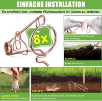 Set 8 capcane profesionale XXL Enhon din sârmă de oțel cuprată, netoxice, reutilizabile, ecologice, pentru grădină, gazon și câmp 6