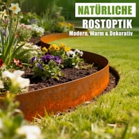 Bordură de grădină din oțel Corten Enhon 10 m, 1 mm, 15,5 cm înălțime, pentru straturi de flori și gazon, aspect ruginiu, flexibilă și tăiabilă la dimensiune, pentru alei pietruite 4