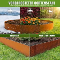 Bordură de grădină din oțel Corten Enhon 10 m, 1 mm, 15,5 cm înălțime, pentru straturi de flori și gazon, aspect ruginiu, flexibilă și tăiabilă la dimensiune, pentru alei pietruite 3