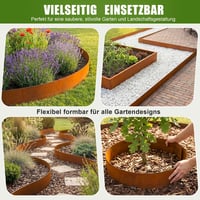 Bordură de grădină din oțel Corten Enhon 10 m, 1 mm, 15,5 cm înălțime, pentru straturi de flori și gazon, aspect ruginiu, flexibilă și tăiabilă la dimensiune, pentru alei pietruite 5