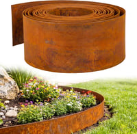 Bordură de grădină din oțel Corten Enhon 10 m, 1 mm, 15,5 cm înălțime, pentru straturi de flori și gazon, aspect ruginiu, flexibilă și tăiabilă la dimensiune, pentru alei pietruite 1
