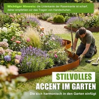 Bordură de grădină din oțel Corten Enhon 10 m, 1 mm, 15,5 cm înălțime, pentru straturi de flori și gazon, aspect ruginiu, flexibilă și tăiabilă la dimensiune, pentru alei pietruite 6