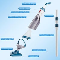 Enhulk Akkumulátoros Medence Porszívó 60 Perc Üzemidő, 222 cm Teleszkópos Rúd, 4200 L/H Szívóerő 7