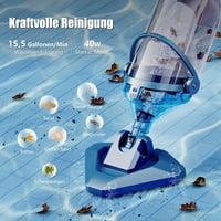 Enhulk Akkumulátoros Medence Porszívó 60 Perc Üzemidő, 222 cm Teleszkópos Rúd, 4200 L/H Szívóerő 2