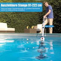 Enhulk Akkumulátoros Medence Porszívó 60 Perc Üzemidő, 222 cm Teleszkópos Rúd, 4200 L/H Szívóerő 5