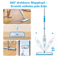 Enigma rozprašovací mop 137 cm, s 3 utierkami, modrý, na mokré/suché čistenie, plniteľný, na laminátové, drevené, dlaždicové, vinylové a kamenné podlahy 4