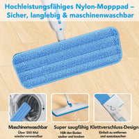 Enigma rozprašovací mop 137 cm, s 3 utierkami, modrý, na mokré/suché čistenie, plniteľný, na laminátové, drevené, dlaždicové, vinylové a kamenné podlahy 7