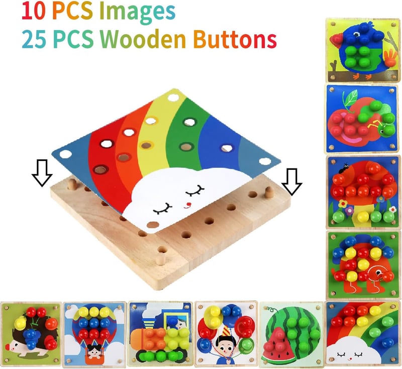 ENIKMOSD Fa Mozaik Játék 2-5 Éves Gyerekeknek Montessori Tanulójáték