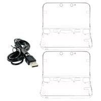 Ochranný kryt Eniyou pre konzolu New 3DS XL LL, priehľadné krištáľové pevné PC puzdro, 2 ks krištáľový kryt + 1 USB nabíjací kábel 1