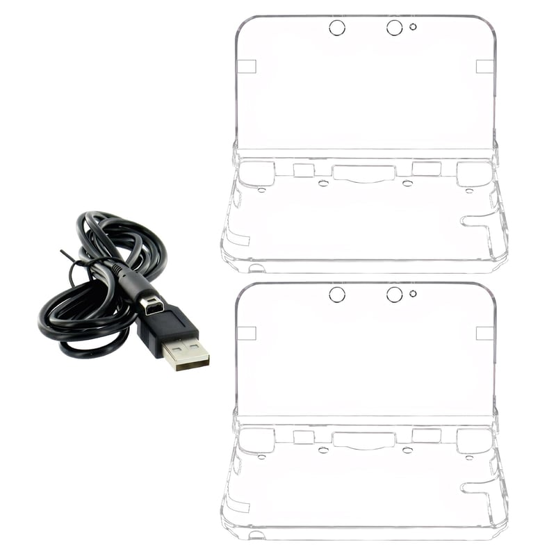 Ochranný kryt Eniyou pre konzolu New 3DS XL LL, priehľadné krištáľové pevné PC puzdro, 2 ks krištáľový kryt + 1 USB nabíjací kábel
