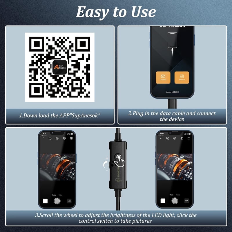 Ennovor 1920 HD endoszkóp kamera 8 LED-del, vízálló IP67, 5 méter, Android iOS
