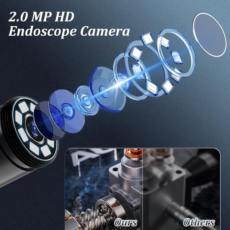 Ennovor 1920 HD endoszkóp kamera 8 LED-del, vízálló IP67, 5 méter, Android iOS