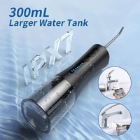 ENPULY Szájzuhany Vezeték Nélküli 300ml, 2000 mAh Akkumulátoros Fogselyem Irrigátor 5 Módban, 40 Napos Üzemidő 5 Fejjel 7