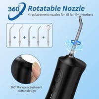 ENPULY Szájzuhany Vezeték Nélküli 300ml, 2000 mAh Akkumulátoros Fogselyem Irrigátor 5 Módban, 40 Napos Üzemidő 5 Fejjel 8
