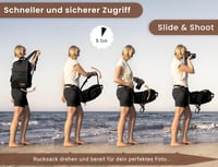 ENTDECKBAG Fotós Hátizsák Antitolvaj Hátul Nyitható Laptop Rekesz 14" Vízálló Fekete - Black 2