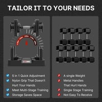 EnterSports állítható súlyzó 18 kg, 5 fokozat, csúszásmentes markolat 7