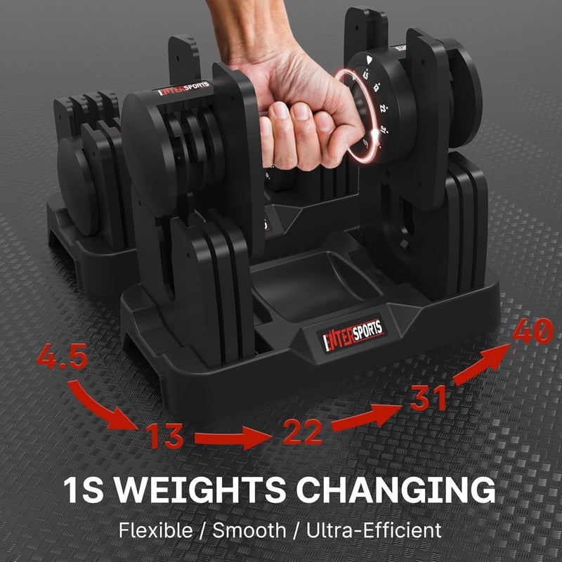EnterSports állítható súlyzó 18 kg, 5 fokozat, csúszásmentes markolat