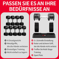 EnterSports Állítható Súlyzópár 12kg - 5 Súlyszinttel (2-12kg) Csúszásmentes Fogantyúval, Helytakarékos Kialakítás Otthoni Edzéshez 3