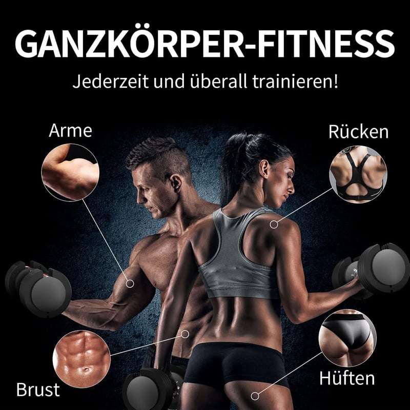 EnterSports Állítható Súlyzópár 12kg - 5 Súlyszinttel (2-12kg) Csúszásmentes Fogantyúval, Helytakarékos Kialakítás Otthoni Edzéshez
