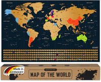 Stieracia mapa sveta Gold, vyrobená v Nemecku, v anglickom jazyku, 68 x 43 cm, stieracia mapa pre cestovateľov 1