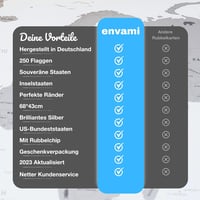 envami Kaparós Világtérkép Ezüst 68x43 cm Angol Nyelvű - silver 4